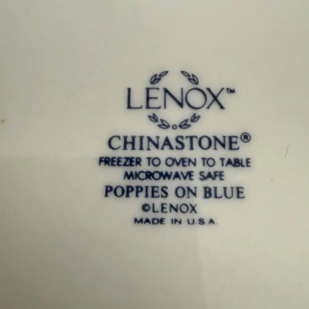 Lenox Chinastone Poppies On Blue Round Soup‎ Cereal Bowl 6.25” Made in USA VTG